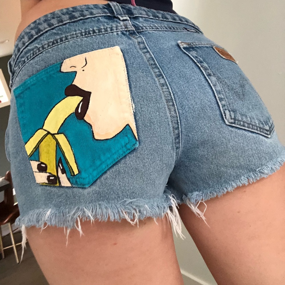 Vintage hand painted wrangler cutoffs